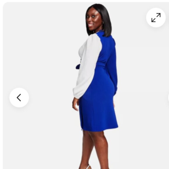 Kasper Plus Colorblock Surplice Side-Tie Jersey Dress size XXL - Picture 3 of 8